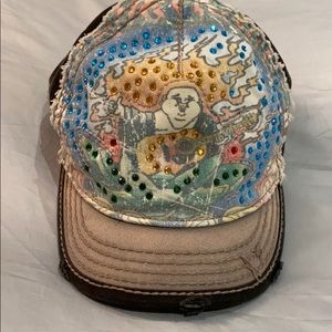 True Religion crystal studded Buddha baseball cap